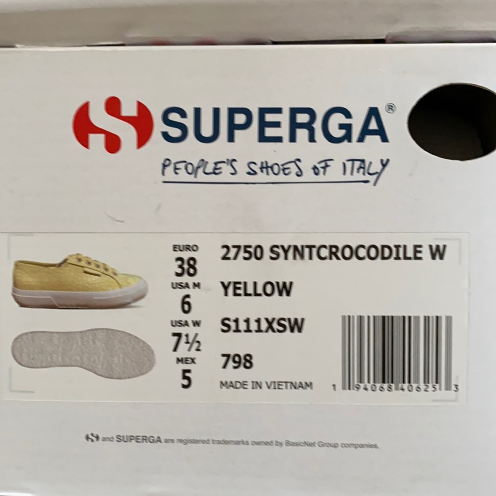 Superga croc emboss sneaker yellow 6.5 7 7.5 8 NWT - Picture 15 of 16